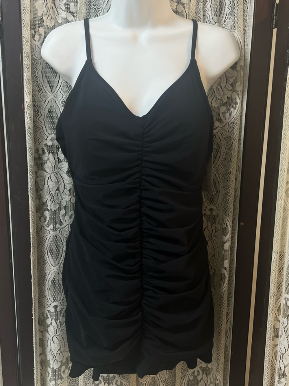 PROFILE by Gottex Black Ruched Swim Dress One Piece Tummy Control Size 16 NWT - Picture 2 of 14